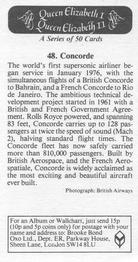 1988 Brooke Bond Queen Elizabeth I Queen Elizabeth II #48 Concorde Back