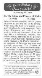 1988 Brooke Bond Queen Elizabeth I Queen Elizabeth II #50 The Prince and Princess of Wales Back