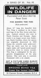 1973 Brooke Bond Wildlife In Danger #48 Pine Barrens Tree Frog Back