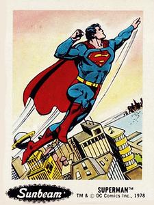 1978 Sunbeam Bread Superheroes Stickers #1 Superman Front