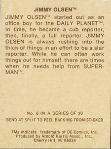 1978 Sunbeam Bread Superheroes Stickers #6 Jimmy Olsen Back