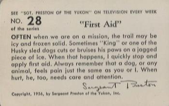 1956 Quaker Oats Sgt. Preston of the Yukon (F279-15) #28 First Aid Back