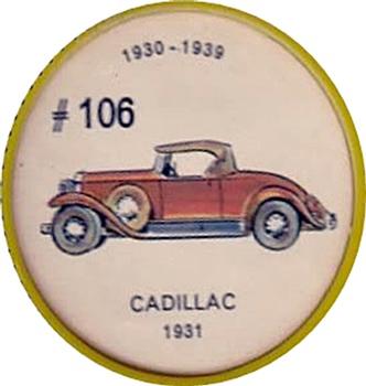1962  Jell-O History of the Auto Coins #106 Cadillac 1931 Front