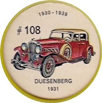 1962  Jell-O History of the Auto Coins #108 Duesenberg 1931 Front