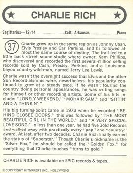 1972 Hitmakers #37 Charlie Rich Back
