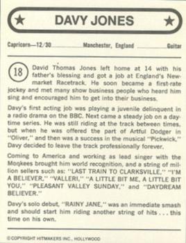 1972 Hitmakers #18 Davy Jones Back