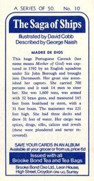 1970 Brooke Bond The Saga of Ships #10 Madre de Dios Back