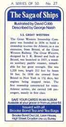 1970 Brooke Bond The Saga of Ships #27 S.S. Great Western Back