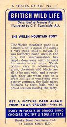 1958 Brooke Bond British Wild Life - Brooke Bond British Wild Life 2nd Printing #2 The Welsh Mountain Pony Back