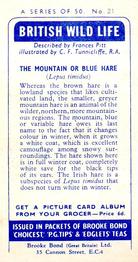 1958 Brooke Bond British Wild Life - Brooke Bond British Wild Life 2nd Printing #21 The Mountain or Blue Hare Back