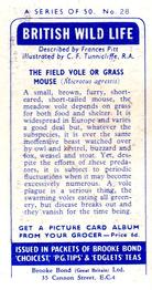 1958 Brooke Bond British Wild Life - Brooke Bond British Wild Life 2nd Printing #28 The Field Vole or Grass Mouse Back