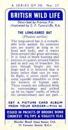 1958 Brooke Bond British Wild Life - Brooke Bond British Wild Life 2nd Printing #37 The Long-Eared Bat Back