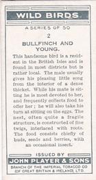 1932 Player's Wild Birds (Small) #2 Bullfinch and Young Back