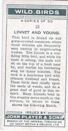 1932 Player's Wild Birds (Small) #21 Linnet and Young Back
