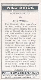 1932 Player's Wild Birds (Small) #49 The Wren Back