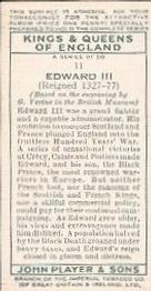 1935 Player's Kings & Queens of England (Small) #11 Edward III Back