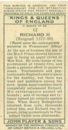 1935 Player's Kings & Queens of England (Small) #12 Richard II Back