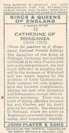 1935 Player's Kings & Queens of England (Small) #32 Catherine of Braganza Back