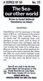 1974 Brooke Bond The Sea Our Other World #20 Spearfishing Back