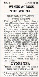 1962 Lyons Tea Wings Across the World #3 Bristol Britannia Back