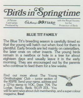 1983 Cadbury's Birds in Springtime #NNO Blue Tit family Back