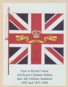 2006 Regimental Colours : The Cheshire Regiment #1 First or Royal Colour 2nd Royal Cheshire Militia later 4th (Militia) Battalion 1802 & 1853-1886 Front