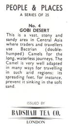 1970 Badshah Tea People & Places #4 Gobi Desert Back