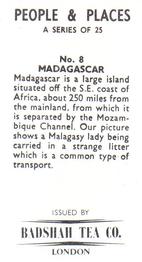 1970 Badshah Tea People & Places #8 Madagascar Back