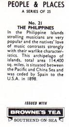1965 Browne's Tea People & Places #21 The Philippines Back