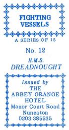 1986 Abbey Grange Hotel Fighting Vessels #12 H.M.S. Dreadnought Back