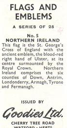 1961 Goodies Ltd Flags and Emblems #5 Northern Ireland Back