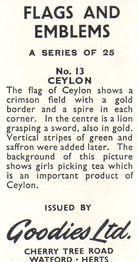1961 Goodies Ltd Flags and Emblems #13 Ceylon Back