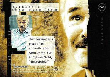 2003 Inkworks X-Files Season 9 - Pieceworks Costumes #PW1 Mr. Burt Back