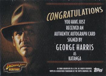 2008 Topps Indiana Jones Heritage - Autograph Cards #NNO George Harris Back