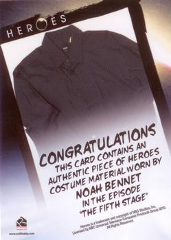 2010 Rittenhouse Heroes Archives - Relics #NNO Noah Bennet Back