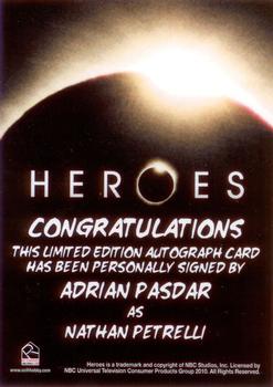 2010 Rittenhouse Heroes Archives - Autographs #NNO Adrian Pasdar Back