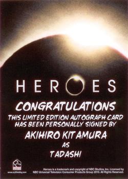2010 Rittenhouse Heroes Archives - Autographs #NNO Akihiro Kitamura Back