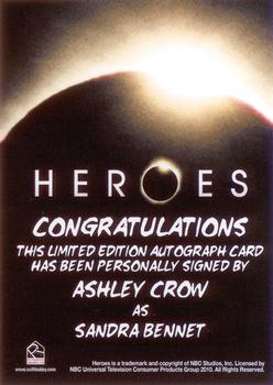 2010 Rittenhouse Heroes Archives - Autographs #NNO Ashley Crow Back