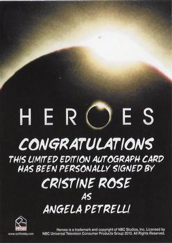 2010 Rittenhouse Heroes Archives - Autographs #NNO Cristine Rose Back
