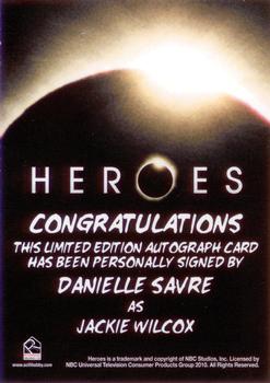 2010 Rittenhouse Heroes Archives - Autographs #NNO Danielle Savre Back