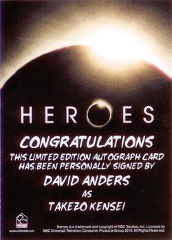 2010 Rittenhouse Heroes Archives - Autographs #NNO David Anders Back