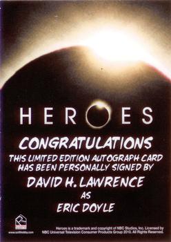 2010 Rittenhouse Heroes Archives - Autographs #NNO David H. Lawrence Back