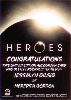 2010 Rittenhouse Heroes Archives - Autographs #NNO Jessalyn Gilsig Back