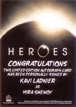 2010 Rittenhouse Heroes Archives - Autographs #NNO Kavi Ladnier Back