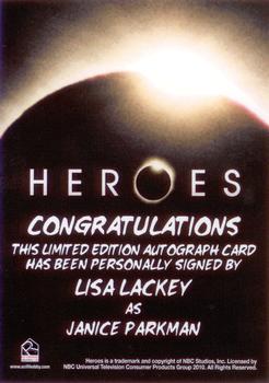 2010 Rittenhouse Heroes Archives - Autographs #NNO Lisa Lackey Back