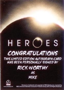 2010 Rittenhouse Heroes Archives - Autographs #NNO Rick Worthy Back