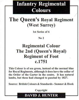 2004 Regimental Colours : The Queen's Royal Regiment (West Surrey) 1st Series #2 Regimental Colour 1751 Back