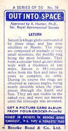 1958 Brooke Bond Out Into Space (Issued In) #16 Saturn Back
