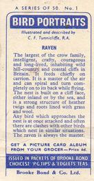1957 Brooke Bond Bird Portraits  - Without Address #1 Raven Back