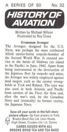 1972 Brooke Bond History of Aviation #32 Grumman Avenger Back